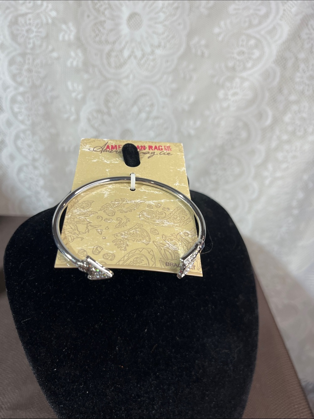 😻5for$15😻American Rag Rhinestone Arrow Open Cuff Bracelet - 9” NWT